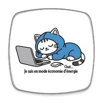 Katze im blauen Kapuzenpullover auf Laptop - Viereckiger Kühlschrankmagnet - Weiß - Vorne