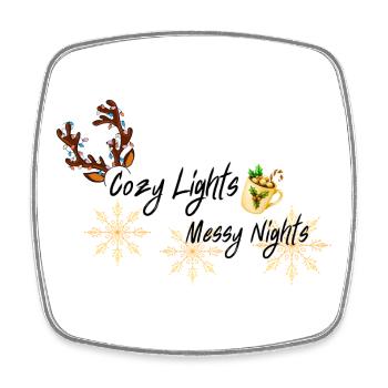 Flocons de neige dorés Cozy Mug design - Magnet carré - blanc - Devant