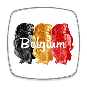 Belgische Fahne - Viereckiger Kühlschrankmagnet - Weiß - Vorne
