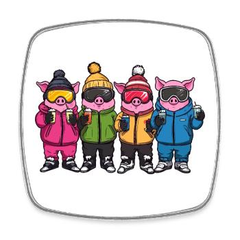 L’équipe de ski de Schweine Pistensau - Magnet carré - blanc - Devant