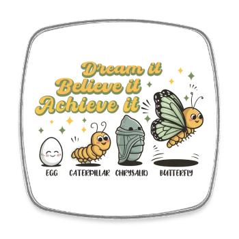 Chenille Butterfly School Evolution Gift - Square fridge magnet - white - Front