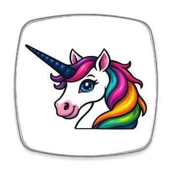 Strahlendes Regenbogen-Einhorn - Viereckiger Kühlschrankmagnet - Weiß - Vorne