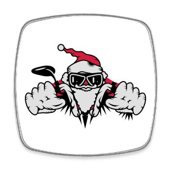 Santa Claus on motorcycle with gifts - Square fridge magnet - white - Front