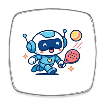Kawaii Futuristic Blue Tennis Robot - Square fridge magnet - white - Front