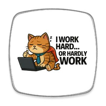 Cat Procrastinator at Work - Square fridge magnet - white - Front