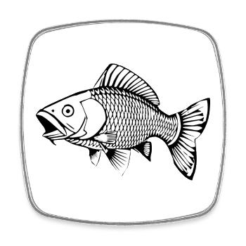 Fish Black and White Carp T-shirt Gift Angler - Square fridge magnet - white - Front