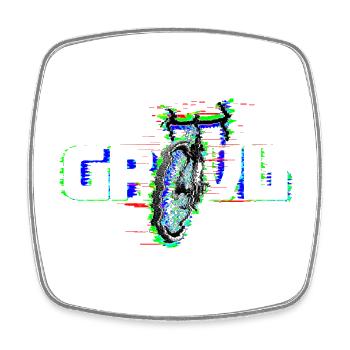 Gravel Bike Glitch Colorful - Square fridge magnet - white - Front