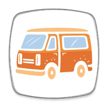 Retro Camper Van Cartoon Illustration - Viereckiger Kühlschrankmagnet - Weiß - Vorne