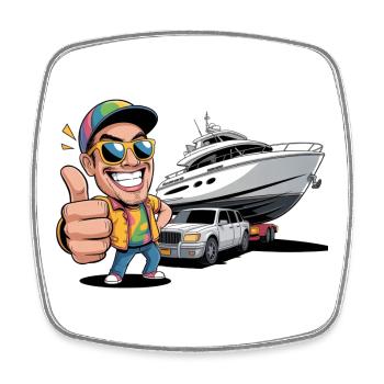 C’est drôle si je gagnais à la loterie, vous remarqueriez un yacht - Magnet carré - blanc - Devant