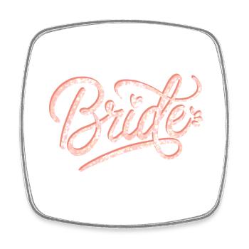 Police de paillettes de mariée - Magnet carré - blanc - Devant