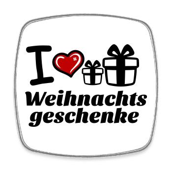 I Love Weihnachtsgeschenke  - Viereckiger Kühlschrankmagnet - Weiß - Vorne