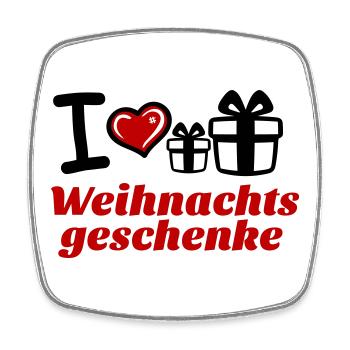 I Love Weihnachtsgeschenke  - Viereckiger Kühlschrankmagnet - Weiß - Vorne