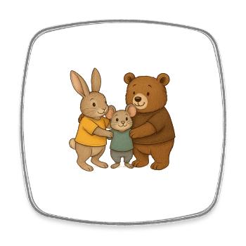 Hase_Maus_Baer_2 - Square fridge magnet - white - Front