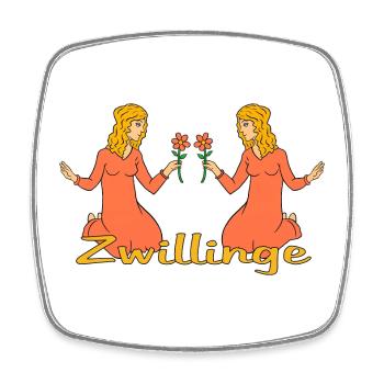 Sternzeichen Zwillinge mit einer Blume - Viereckiger Kühlschrankmagnet - Weiß - Vorne
