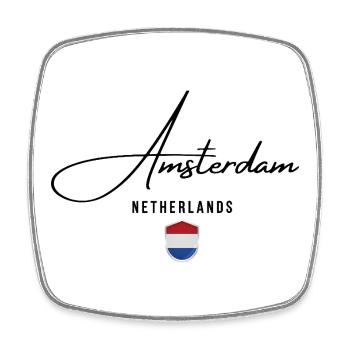 Amsterdam Pays-Bas, j’adore Amsterdam - Magnet carré - blanc - Devant