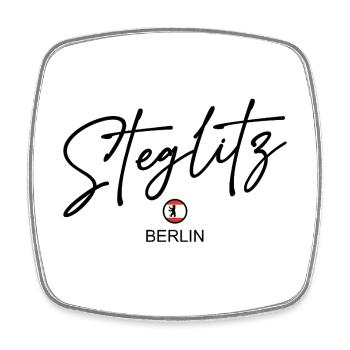 Steglitz - Berlin Flag - Berlin Bear - Square fridge magnet - white - Front