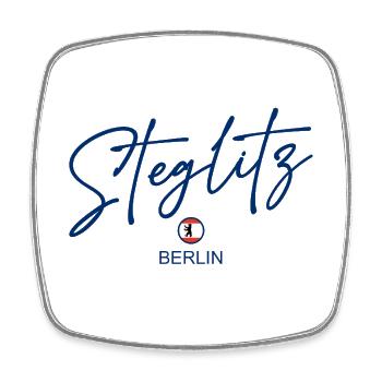 Steglitz - Drapeau de Berlin - Ours de Berlin - Magnet carré - blanc - Devant