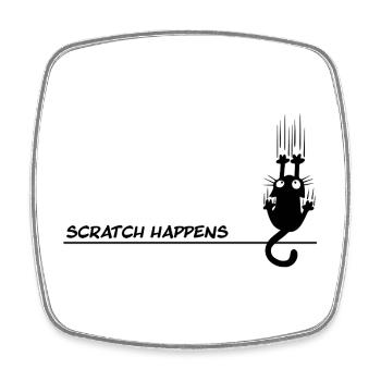 Scratch Happens – Funny Cat Word Game - Square fridge magnet - white - Front