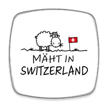 Mäht in Switzerland Wortspiel Made in Schaf lustig - Viereckiger Kühlschrankmagnet - Weiß - Vorne