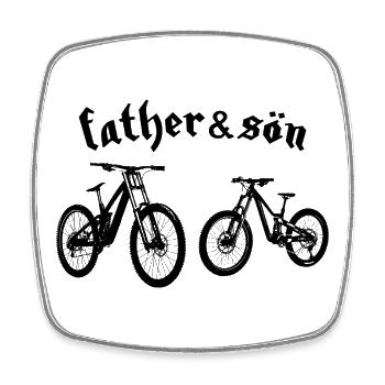 Father and Sön Mountainbike - Viereckiger Kühlschrankmagnet - Weiß - Vorne