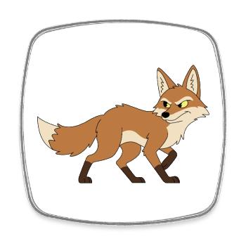 Determined cartoon fox - Square fridge magnet - white - Front