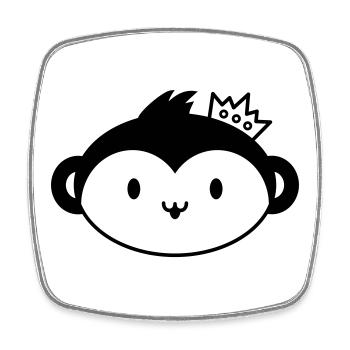 Monkey Crown – Cute Monkey Head with Crown - Square fridge magnet - white - Front