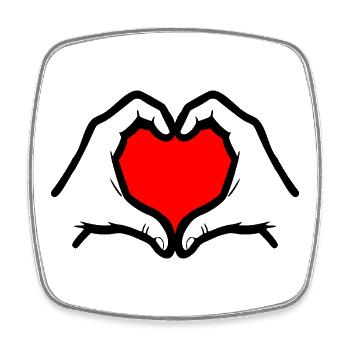 Je t’aime Symbole Mains - Magnet carré - blanc - Devant