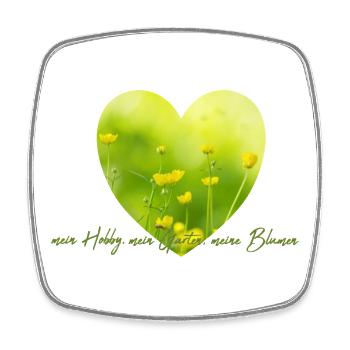 Coeur Fleur Jardin Amour Bouton d’Or Jardin Jardinier - Magnet carré - blanc - Devant