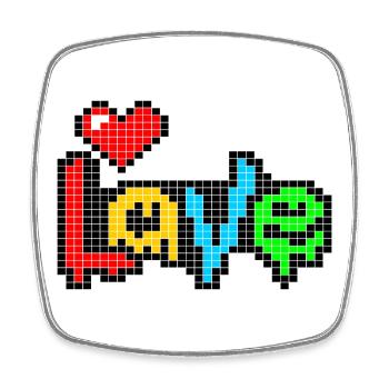 Pixel Art Heart - LIEBE in vier Farben - Viereckiger Kühlschrankmagnet - Weiß - Vorne