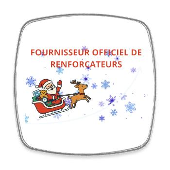 Weihnachtsschlitten: Weihnachtsmann und Rentier - Viereckiger Kühlschrankmagnet - Weiß - Vorne