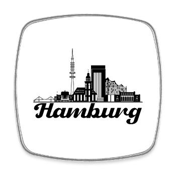 Hamburg Skyline Silhouette - Viereckiger Kühlschrankmagnet - Weiß - Vorne