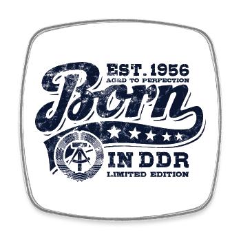 Né en RDA 1956 - Anniversaire - Ossi Gift - Magnet carré - blanc - Devant