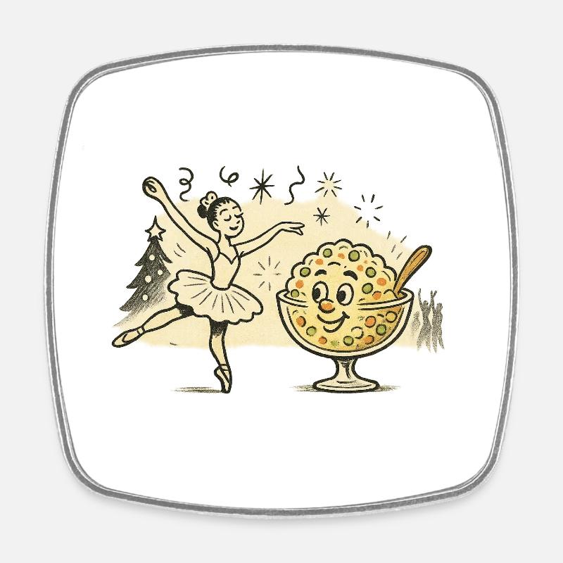 Ballet and Olivje Salad - Square fridge magnet - white