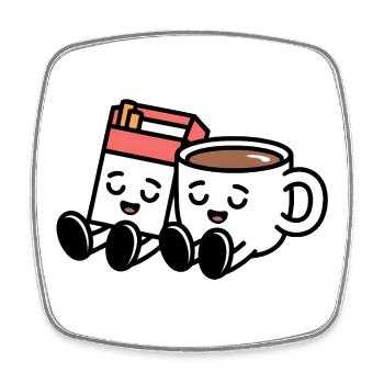 Kaffee und Zigaretten – Lustiges Balkan-Frühstück - Viereckiger Kühlschrankmagnet - Weiß - Vorne