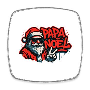 Père Noël Street Art Paix - Magnet carré - blanc - Devant
