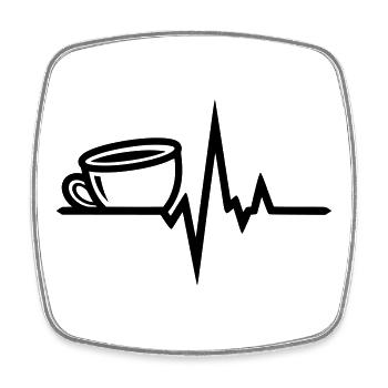 Coffee Heartbeat – Coffee Lover Lineart Design - Square fridge magnet - white - Front