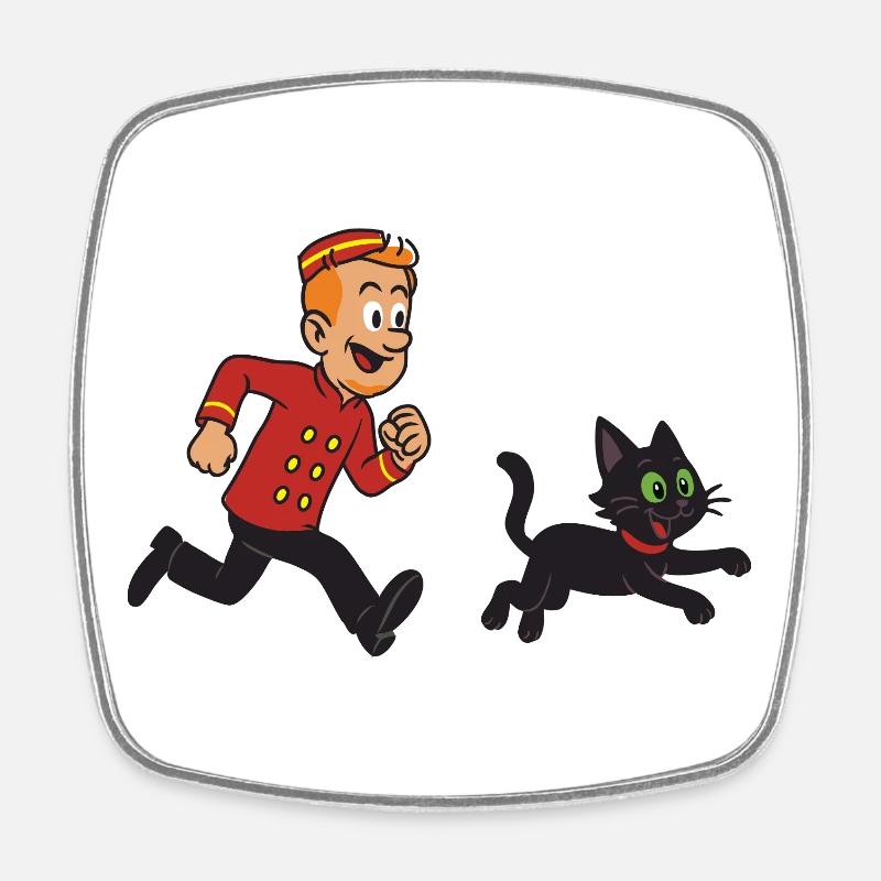Franky & Meeko running - Square fridge magnet - white