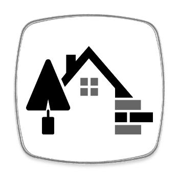 Maurer logo with trowel, bricks & house contour - Square fridge magnet - white - Front