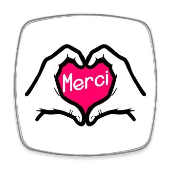Merci Cœur - Magnet carré - blanc - Devant