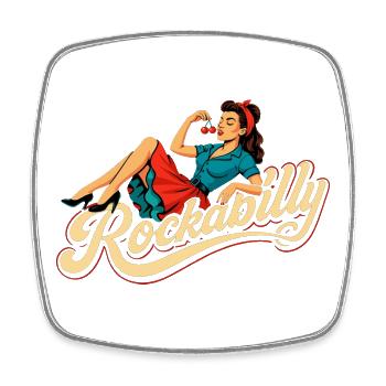 Rockabilly Femme Années 50 Allongé Jupon Cadeau - Magnet carré - blanc - Devant