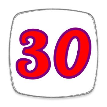30. 30 ANS. 30e ANNIVERSAIRE. ANNIVERSAIRE 30 ANS. - Magnet carré - blanc - Devant