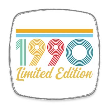 1990 Geburtstag, geboren in 1990 Vintage-Retro-Geschenk - Viereckiger Kühlschrankmagnet - Weiß - Vorne