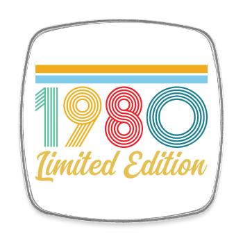 1980's Birthday Born In 1980 Vintage Retro Gift - Square fridge magnet - white - Front