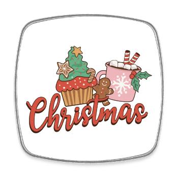 Weihnachts Cupcake Motiv - Viereckiger Kühlschrankmagnet - Weiß - Vorne