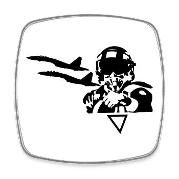 Pilot - Viereckiger Kühlschrankmagnet - Weiß - Vorne