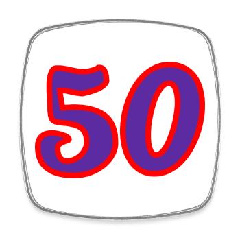50. 50 ANS. 50e ANNIVERSAIRE. ANNIVERSAIRE 50 ANS. - Magnet carré - blanc - Devant