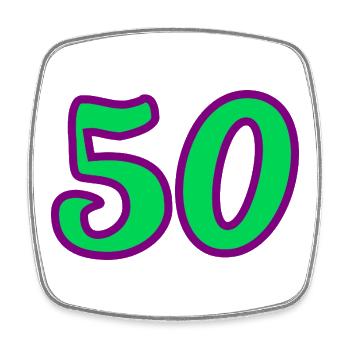 50. 50 ANS. 50e ANNIVERSAIRE. ANNIVERSAIRE 50 ANS. - Magnet carré - blanc - Devant
