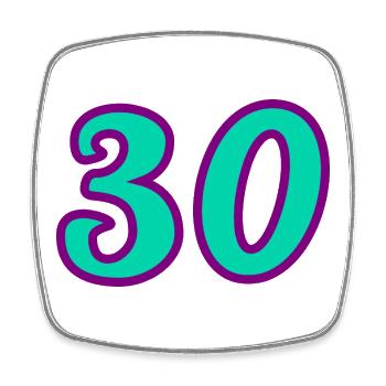 30. 30 ANS. 30e ANNIVERSAIRE. ANNIVERSAIRE 30 ANS. - Magnet carré - blanc - Devant