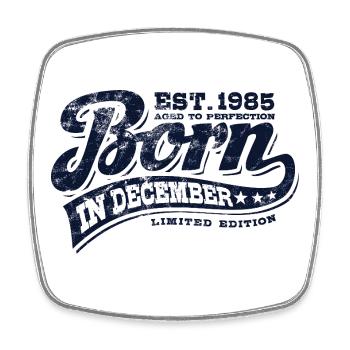 Né en décembre 1985 - Anniversaire - Cadeau - Magnet carré - blanc - Devant