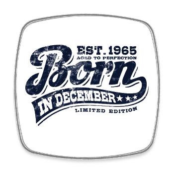 Born in December 1965 - Geburtstag - Geschenk - Viereckiger Kühlschrankmagnet - Weiß - Vorne